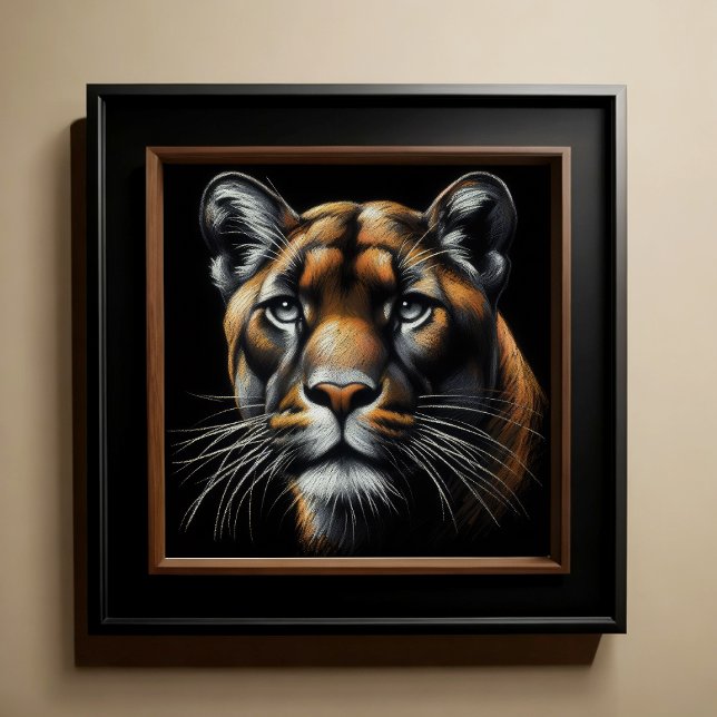 Poster Leão de Montanha de Desenho do Pastel duro (Criador carregado)