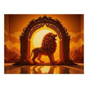 Póster Leão de Papercraft Majexpressas