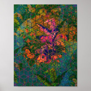 Poster Leão de Vida Selvagem Tropical Safari Verde Vinta