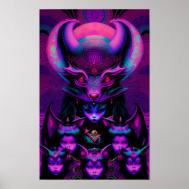 Poster Leão do Gótico de New Bat Girls Halloween