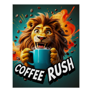 Póster Leão do Rush de Café