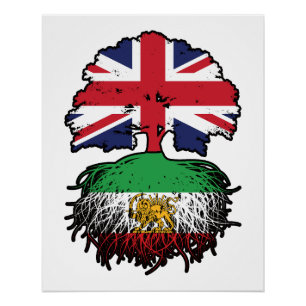 Póster Leão e Sol de Raízes Iranianas Crescidas Britânica