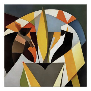 Póster Leão Em Estilo Geométrico De Arte Abstrato