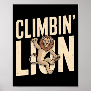 Poster Leão Escalador - Escalador Engraçado