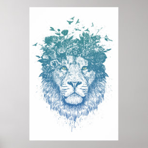 Póster Leão floral