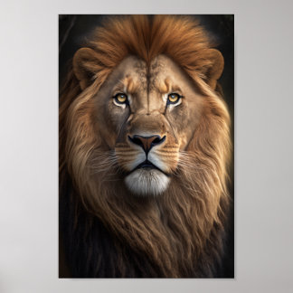 Poster Leão Majestoso com bonitos homens