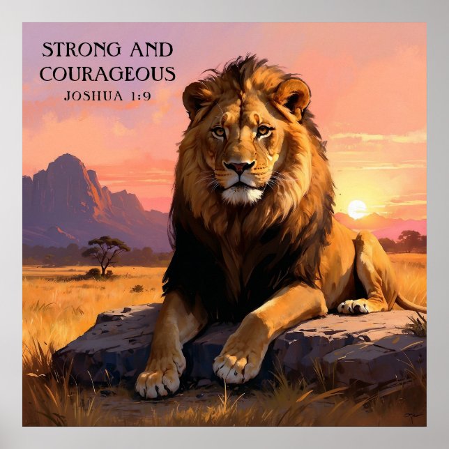 Poster Leão Majestoso em Pintura Religiosa Selvagem (Frente)