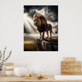 Poster Leão Majestoso no Cliff - Vida Selvagem Inspiracio