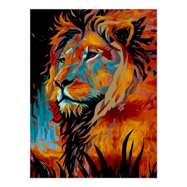 Póster Leão Majestoso Protegendo Florestas (Frente)