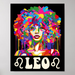 Poster Leão Menina Negra Afro-Americana Arte Aniversário