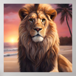 Poster Leão na praia