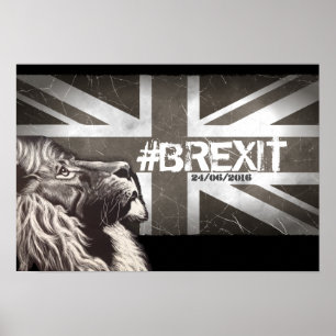 Poster Leão orgulhoso #Brexit Personalize a data 24/06/20