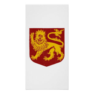 Póster Leão ouro no Red Shield Heraldry