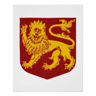 Póster Leão ouro no Red Shield Heraldry