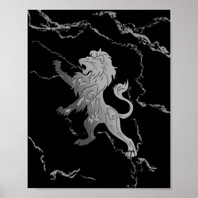 Poster Leão Real Prateado (Frente)