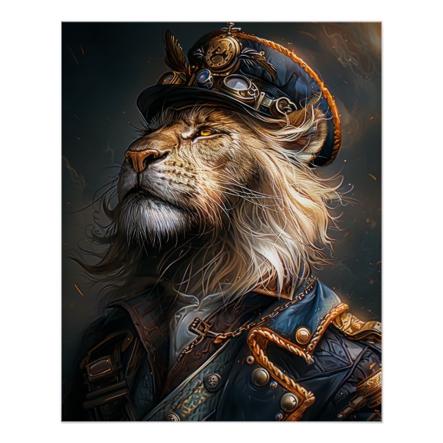 Póster Leão Steampunk (Frente)
