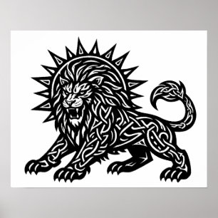 Poster Leão Zodíaco Sol‑Crina Leão BurnsInHell