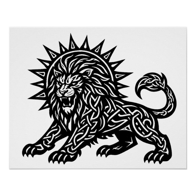 Póster Leão Zodíaco Sol‑Crina Leão | BurnsInHell (Frente)