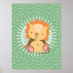Poster Leãozinho da Selva Fofo - Animais de Zoológico Div