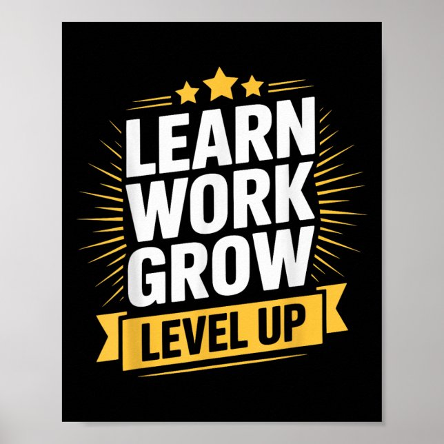 Poster Learn Work Grow Level Up Motivational Growth Insra (Frente)