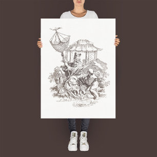 Poster "L'Eau" - Vintage Etching dos Quatro Elementos