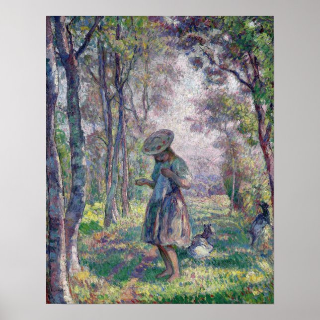 Poster Lebasque - Rapariga E Caprinos Na Floresta (Frente)