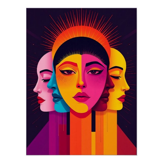 Póster Lebendige abstrakte geometrische Köpfe (Frente)