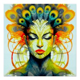 Póster Lebendige Pfauenfeder-Schönheit Verschmelzung