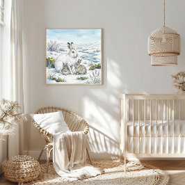 Poster Lebre Ártica Mamãe e Berçário dos Lebrinhos