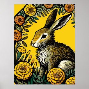 Poster Lebre e Malmequeres