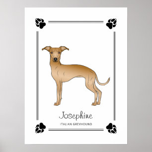 Poster Lebre Italiano Fawn Com Patas E Texto Personalizad