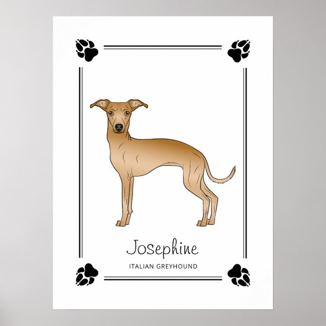 Poster Lebre Italiano Fawn Com Patas E Texto Personalizad (Frente)