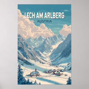 Poster Lech am Arlberg Áustria Ilustração Arte Viagem