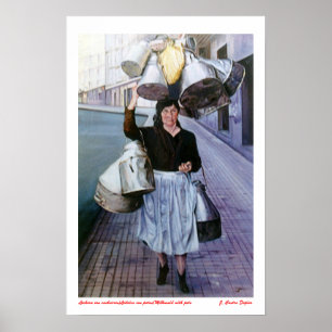 Póster Lechera con cacharros/Milkmaid com potes