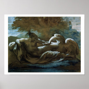 Póster Leda e a cisne (giz preto e w/c)