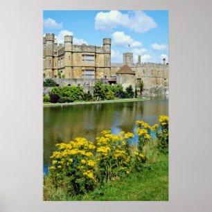 Póster Leeds Castle amarelo, flores de Kent, Inglaterra