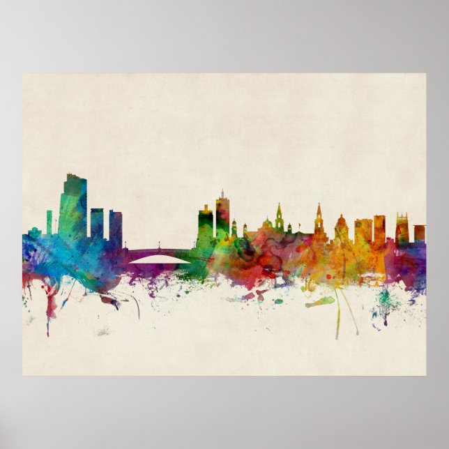 Póster Leeds England Skyline (Frente)