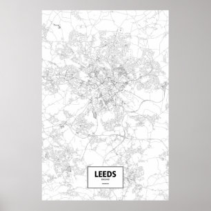 Poster Leeds, Inglaterra (preto no branco)