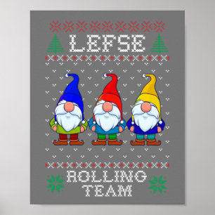 Poster Lefse Rolling Team, Christmas Baking Tomte Gnome
