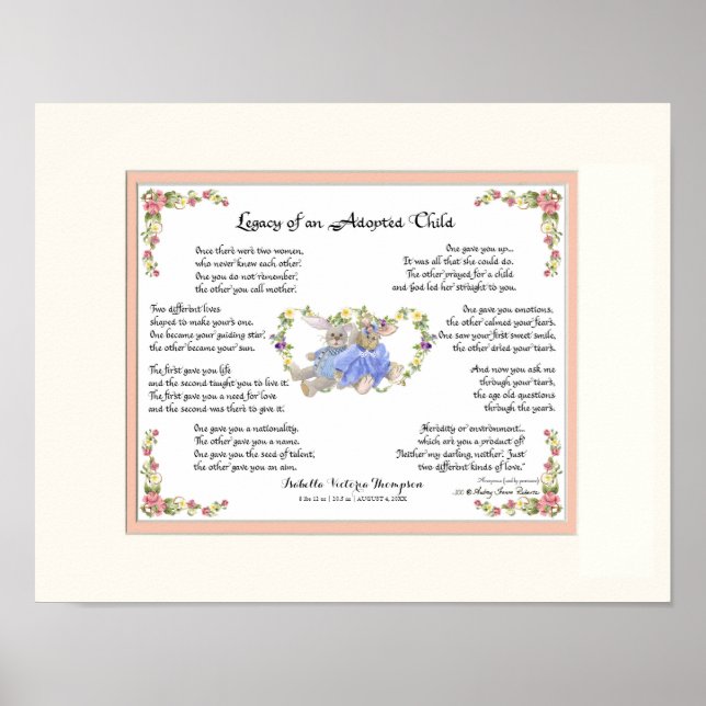 Poster Legado de Rosa Adotado para a Caligrafia Infantil (Frente)
