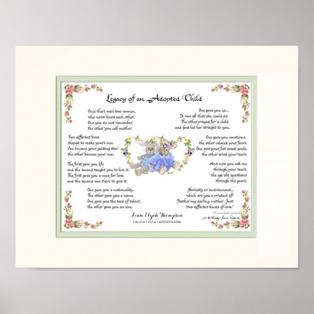 Póster Legado de Rosa Adotado para a Caligrafia Infantil (Frente)