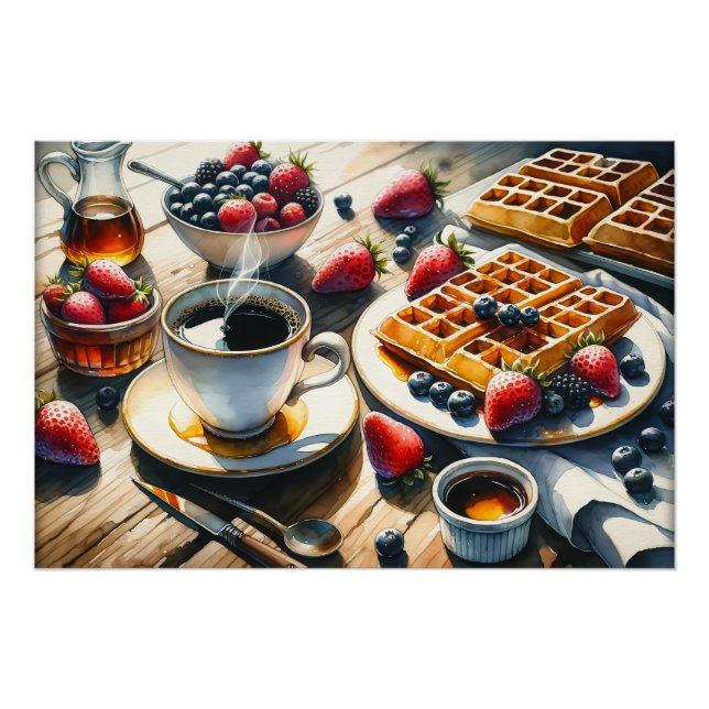 Póster Legal amantes da comida Waffles do café da manhã (Frente)