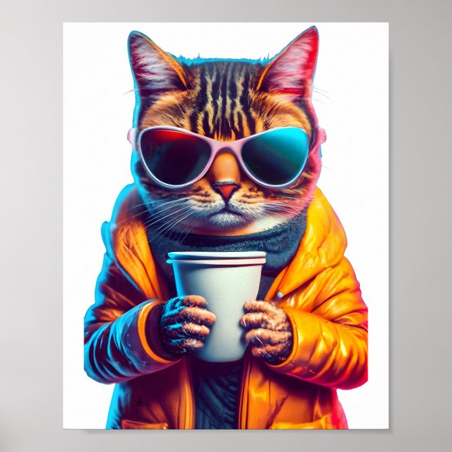 Poster Legal Café Cat Moderno Na moda (Frente)