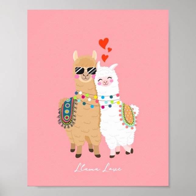 Poster Legal Casal Cute Llama apaixonado (Frente)