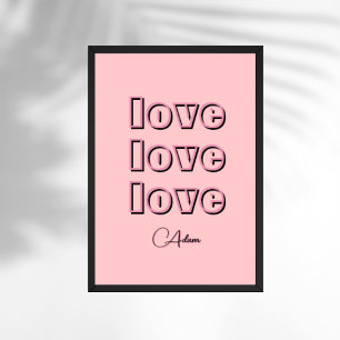 Poster Legal cor rosa 3 x amor   Rosa de Pastel