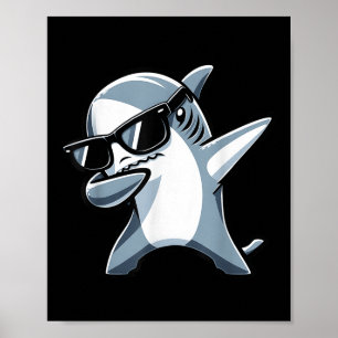 Poster Legal Dabbing Shark Sungles Crianças Adolescentes