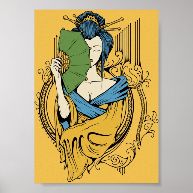 Poster legal decoração musical de guisha japonesa (Frente)