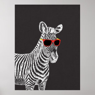 Poster Legal desenho branco de zebra engraçado e engraç