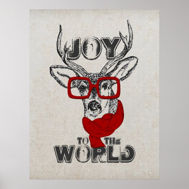 Póster Legal desenho engraçado de cervo "Joy to the World (Frente)