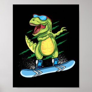 Poster Legal Dinossauro Snowboard Dabbing T Rex Sn